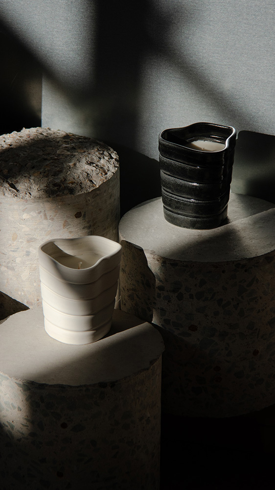 Bougeoirs en impression 3D de céramique pour la marque HOC