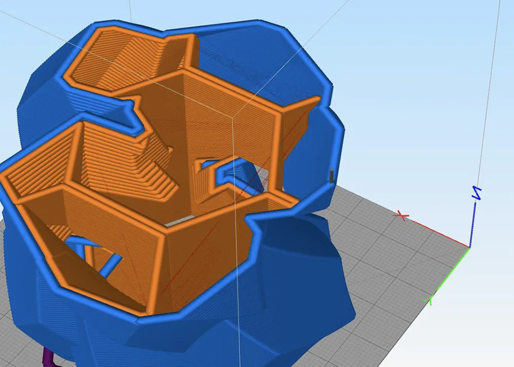 Modèle 3D sur un logiciel pour préparer l’impression d’une pièce en céramique